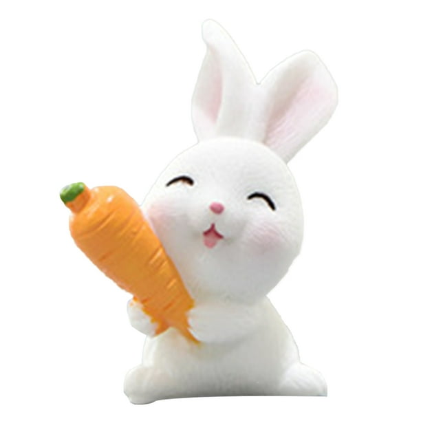 Easter Bunny Cake Topper,Easter Rabbit Figurine for Kids Rabbit Fairy Garden Miniature Figurines Collection Playset for Christmas Birthday Gift Desk Decorations